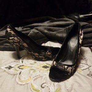 White House Black Market Black Lace Heels